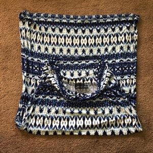 Blue and white printed maxi skirt